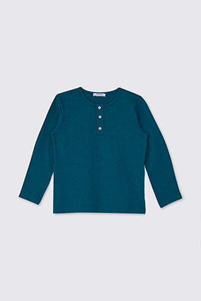 Panço Erkek Çocuk Yakası Düğmeli Petrol Tişört