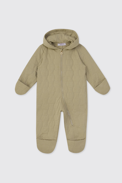 Panço Yenidoğan Uzun Kollu Patikli Kapitone Bej Tulum