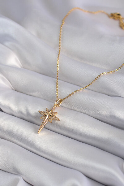 Lisinya قلادة نسائية من الفولاذ 316L بلون ذهبي مع حجر الزركون على شكل نجمة ال...