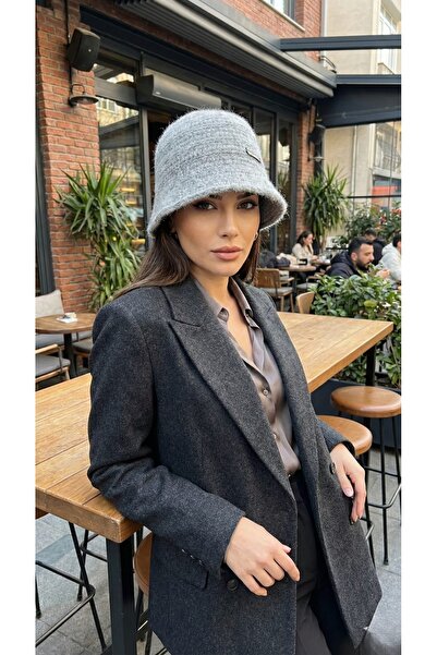 LAGRANZE Women's Wool Knitted Bucket Hat with Bow on the Back