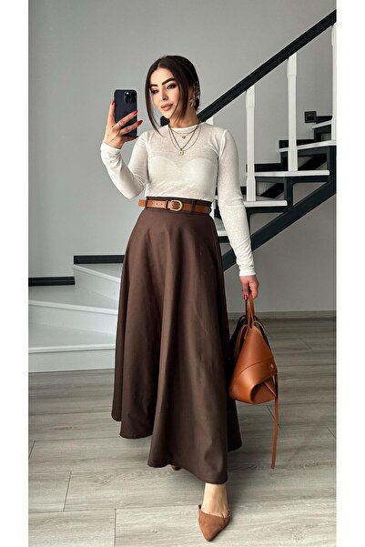 Lady Pixie Belted Gabardine Skirt