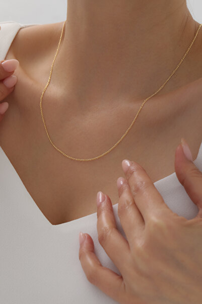 Kado Kuyumculuk 14 Ayar Altın Figaro Zincir Kolye ve Bileklik Seti