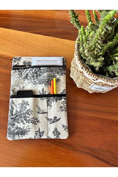 runa Fransız köylü desen kitap kılıfı 22-32 cm ölçüsünde fermuarlı