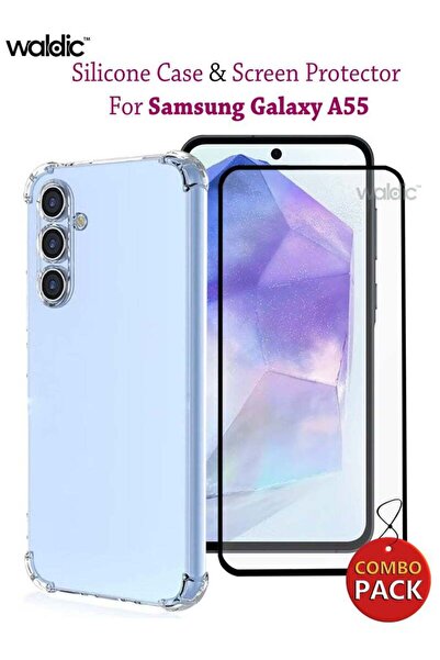 Generic Samsung Galaxy A55 5G Silicone Case Cover With Tempered Glass Screen ...