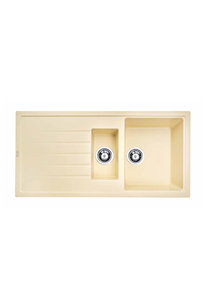 ATLANTE Granit Eviye 1,5 Gözlü Tek Damlalıklı Krem 285600 | Fonksiyonel ve Da...