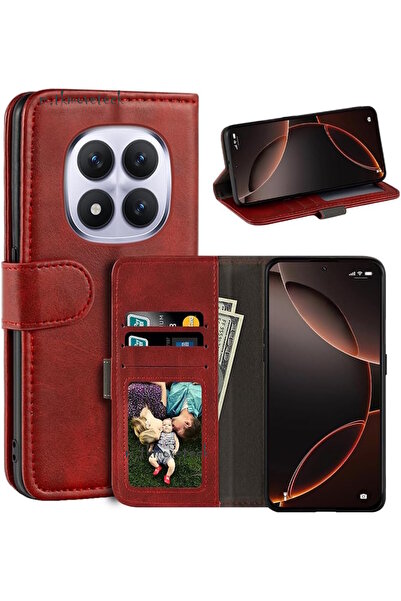 m.tk moveteck Redmi Note 15 Pro+ Plus Kılıf 360 Tam Kaplar Deri Dokulu Kapakl...