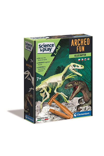 CLEMENTONI Dinosaur Archeo Fun Set Archaeological Velociraptor Luminous