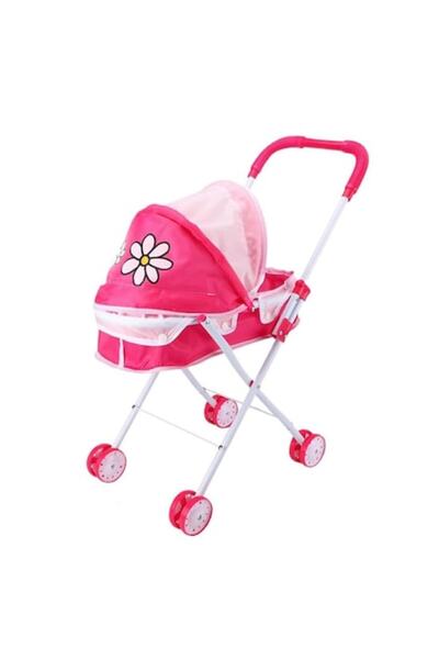 OEM Doll Stroller with Cradle Flower Pink