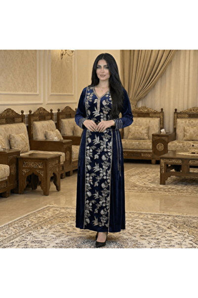 alqarat "Royal" Velvet Galabiya with Luxury Floral Embroidery