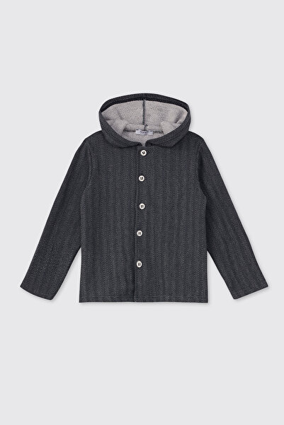 Panço Erkek Çocuk Kapüşonlu Lacivert Örme Ceket