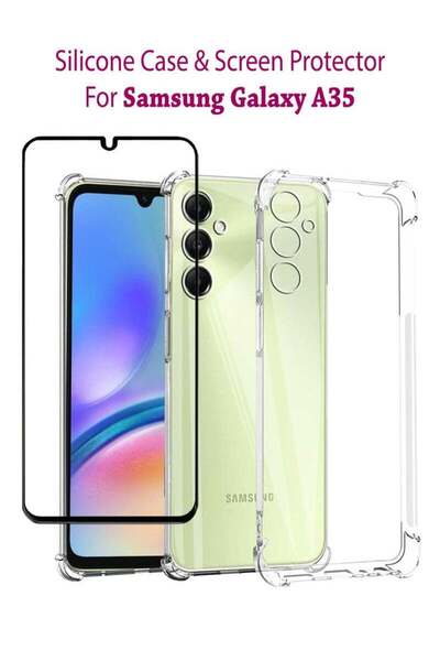 Generic Samsung Galaxy A35 Silicone Shock Proof Case Cover With Tempered Glas...