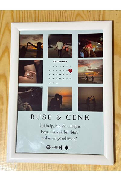 Daynav Kişiye Özel Fotoğraflı A4 Çerçeveli Takvim & Spotify Tablosu – İsimli,...