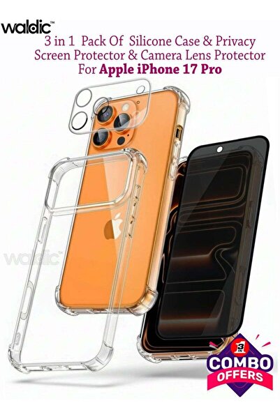Generic 3 in 1 Apple iPhone 17 Pro Protection Pack Privacy Glass Screen Prote...