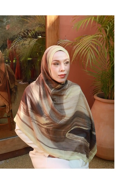 Elite Scarf Aster Desen Bambu Şal Butter Yellow