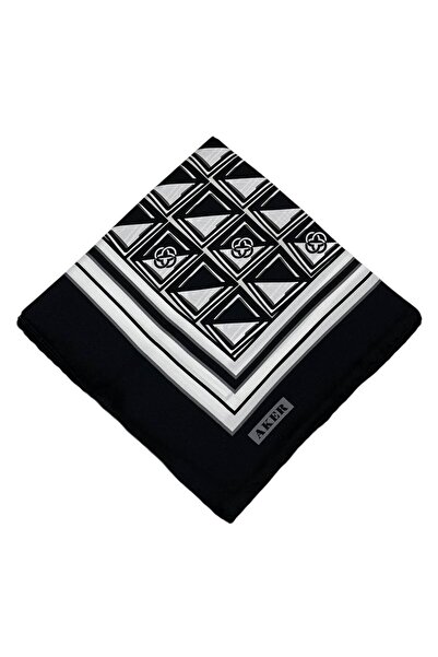 Aker Silk Scarf - 8968713-912 Black Ecru Twill