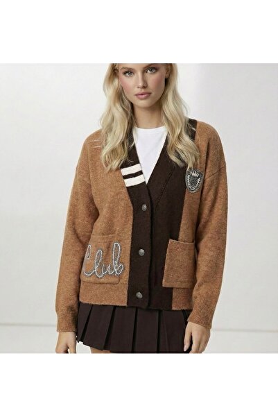 LUMİ Atelier Embellished Women's Knitwear Cardigan – Buttoned, Soft Textured,...