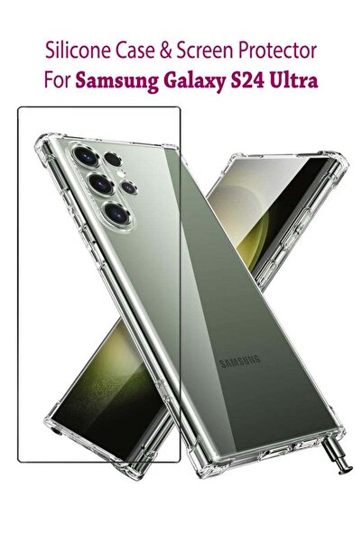 Generic Samsung Galaxy S24 Ultra Silicone Case Cover With Tempered Glass Scre...