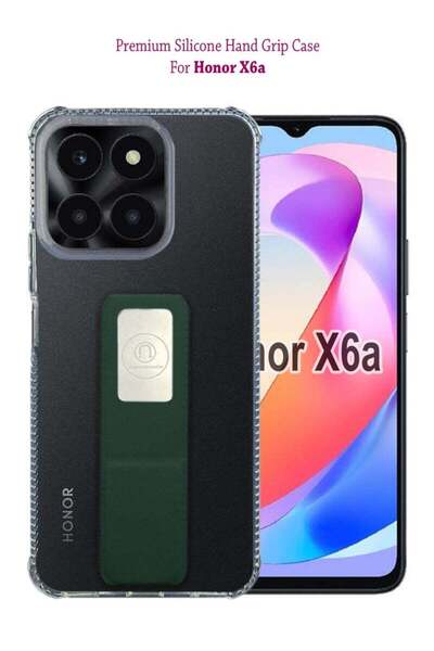 Generic Silicone Protective Hand Grip Case Cover For Honor X6a - Clear/Green
