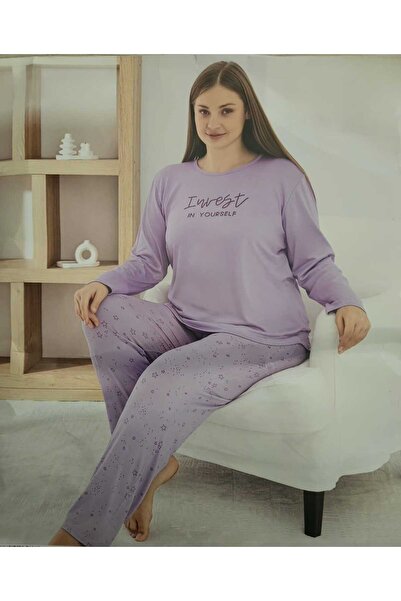 Pijamoni Milan υφασμάτινο σετ πιτζάμες μεγάλου μεγέθους με μακρύ μανίκι 7666