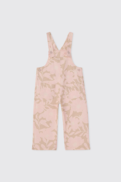 Panço Kız Bebek Çiçek Desenli Pembe Salopet