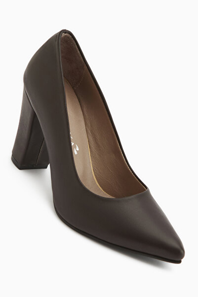 Limoya Emily Genuine Leather Brown Thick Heeled Women's Shoes