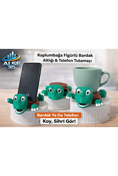 Alse3D Kaplumbağa Bardak Altlığı& Telefon Tutamaci
