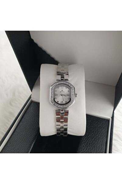 benon Women's Waterproof Wristwatch with Silver Bracelet and White Dial
