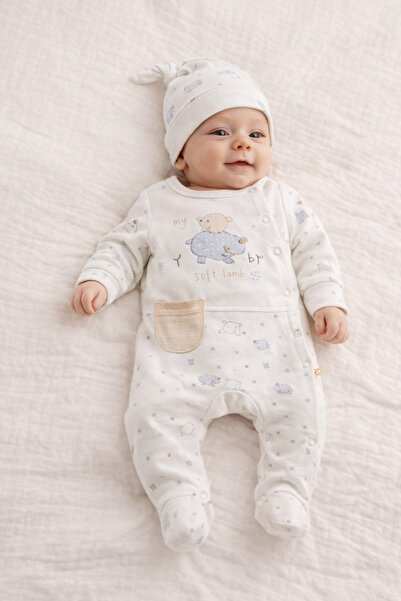 moukou 100% Organic Cotton Baby Romper Set with Booties – Lamb Pattern, with ...
