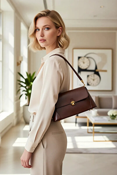 BENERLY Women's Mini Shoulder Bag with Metal Buckle Detail, Plain Pattern, Wo...