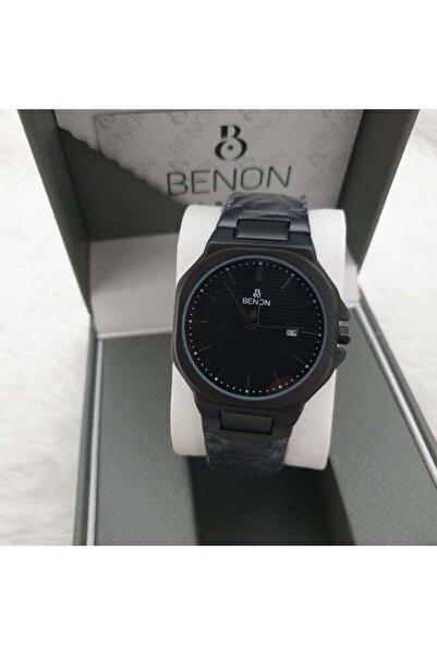 benon Men's Wristwatch Steel Waterproof Modern High Quality Black Strap with ...