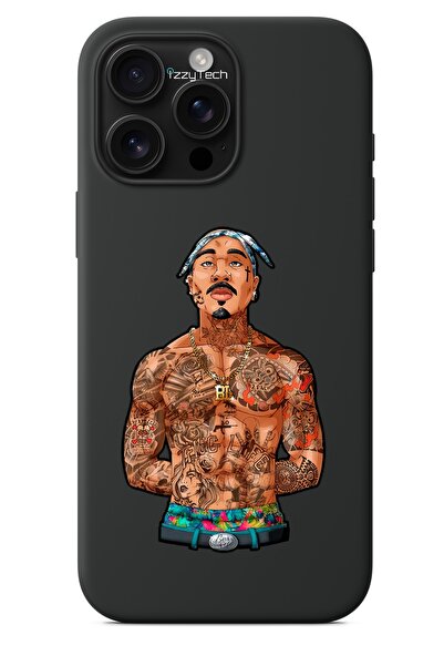 izzytech حافظة من السيليكون باللون الأسود مع نمط رسم توبيك شاكور متوافقة مع ه...