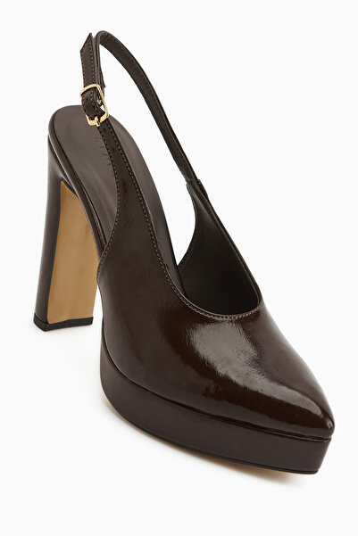 Limoya Ramia Brown Pointed Toe Platform Heeled Women's Shoes