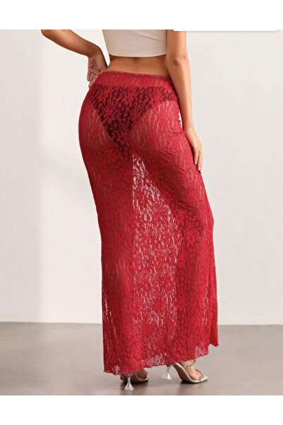 Işıkgiyim Kadın kırmızı tül dantel etek