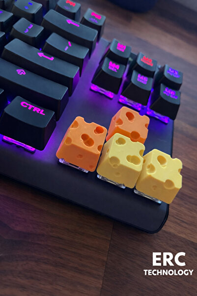 ERCTECH Mekanik Klavye İçin Peynir Desenli Keycap – Gamer & Masaüstü Aksesuarı