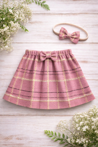 ygz junior tüvit kumaş etek bandana 2li set