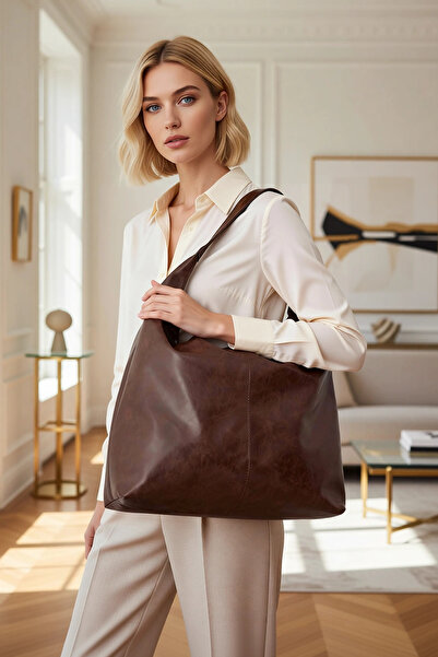 BENERLY Geantă de umăr pentru femei, cu fermoar, textură moale cu efect de fo...