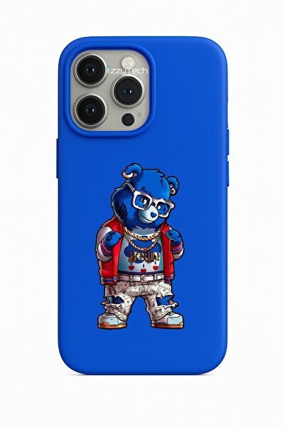 izzytech حافظة سيليكون زرقاء بنمط دب تيدي متوافقة مع هاتف آيفون 17