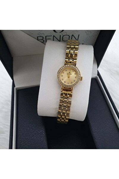 benon Elegant Women's Steel Watch - Waterproof with High Gloss Gold Bracelet