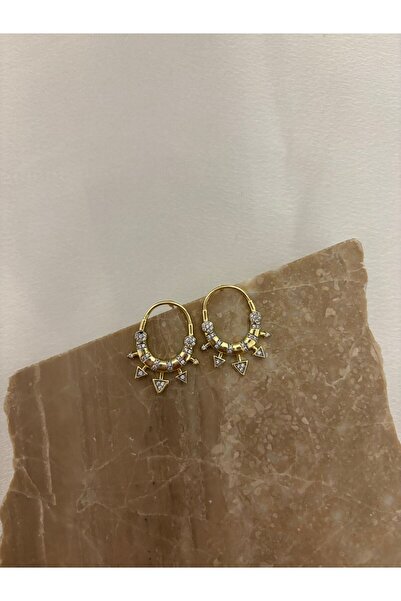 stainless steell Gold Oval Ok Tasarım Çelik Küpe