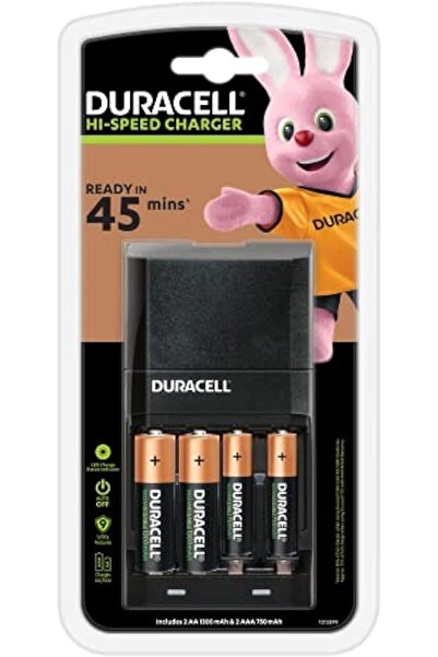 Duracell 45 Minutes Battery Charger with 2 AA and 2 AAA