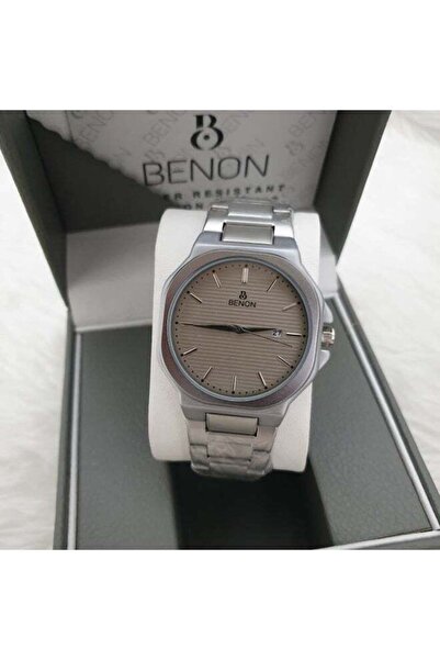 benon Men's Wristwatch Stainless Steel Waterproof Modern High Quality Silver ...