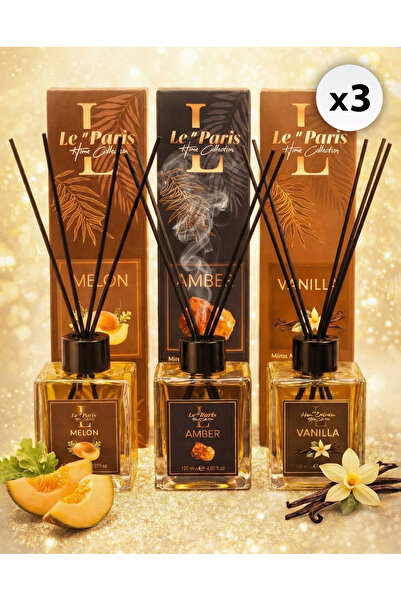 LE PARİS Odorizant de cameră cu bețișoare 120ml x3 - Chihlimbar - Pepene galb...