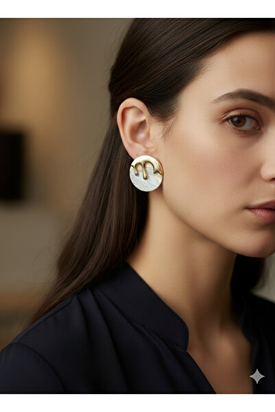 lavante butik kendini özel hisset Round Detailed Marble Patterned Enameled Ea...