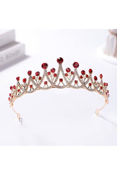 GlassySKY (Gold) Crown with Stones Wedding Henna Engagement Birthday Graduati...