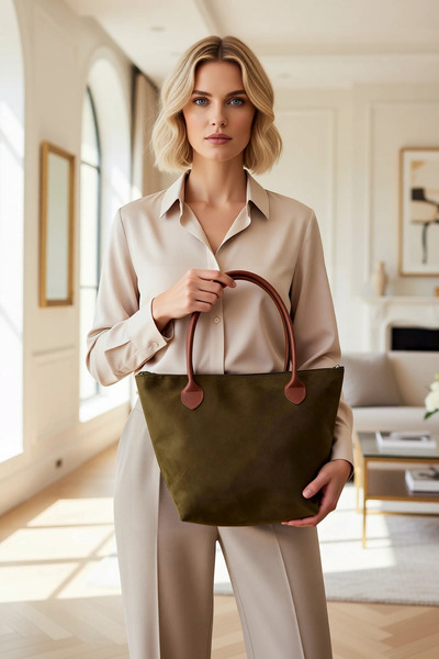 BENERLY Women's Stylish Maxi Tote Shoulder Bag Zipper Closure Large Internal ...