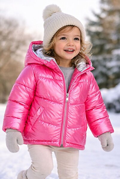 MAYORAL Kız Çocuk Su ve Soğuk Geçirmeyen Çift Taraflı Parlak Mont