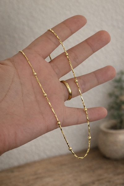 Owentis Gold Vintage Kuyumcu Model Mekik Zincir Arası Topçuk Nacre Zincir Kol...