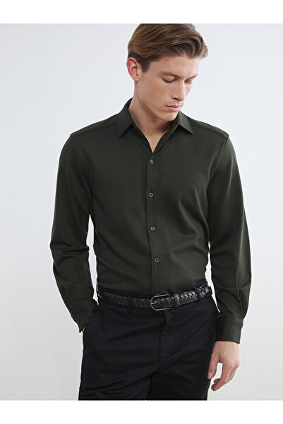 LC Waikiki Mg trenden green Slim Fit long sleeve men's textured shirt