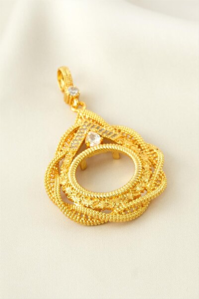 AhEs Shopping Çeyrek Altın Koyulabilir Taşlı Kolye Ucu