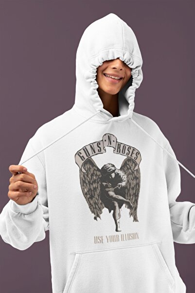 SEVBANO Guns In Roses Use Your Illusion مطبوع هوديي للجنسين قصة فضفاضة روك مي...